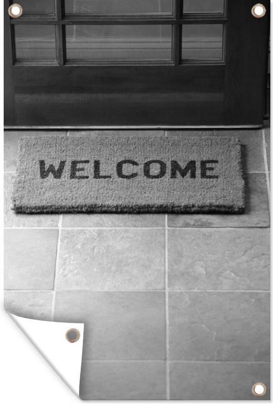 Een Welkom mat aan de deur - zwart wit