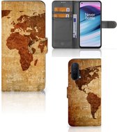 Telefoonhoesje OnePlus Nord CE 5G Wallet Bookcase Wereldkaart