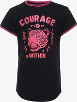 TwoDay meisjes T-shirt met tijgerkop - Zwart - Maat 170/176
