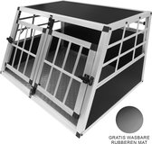 Cage pour chien pour voiture - Aluminium - Medium: 89x69x50 cm - 2 portes - cage pour chien