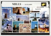 Molens - Typisch Nederlands postzegel pakket & souvenir. Collectie met 25 verschillende postzegels van (Nederlandse) molens – kan als ansichtkaart in een A6 envelop - authentiek ca
