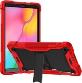 Voor Samsung Galaxy Tab A 10.1 (2019) siliconen + pc schokbestendige beschermhoes met houder (rood + zwart)