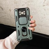 Voor Xiaomi Poco X3 Sliding Camera Cover Design TPU + PC-beschermhoes (donkergroen)