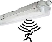 Opbouw TL-armatuur IP65 met sensor incl. 2x LED TL-buis 120cm 16W