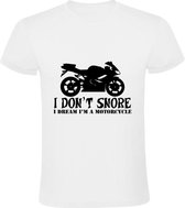 I dream i am a motorcycle Heren t-shirt | snurken | motor | slaap | snore | Wit