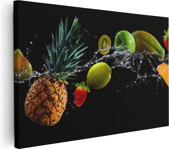 Artaza Canvas Schilderij Fruit - 120x80 cm - Groot - Wanddecoratie Keuken - Muurdecoratie Ananas - Decoratie Fruit