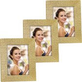 3x stuks houten fotolijstje goud met glitters 25 x 35 cm geschikt voor een foto van 20 x 30 cm