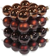 36x Kerstversiering kerstballen mahonie bruin van glas - 6 cm - mat/glans - Kerstboomversiering