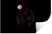Muurstickers - Sticker Folie - Vrouw - Maan - Line art - Black and gold - 120x80 cm - Plakfolie - Muurstickers Kinderkamer - Zelfklevend Behang - Zelfklevend behangpapier - Stickerfolie