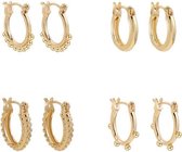Oorbellen hoops - ringen - gold plated - ear party - ear candy - goud - 8 stuks - 4 paar