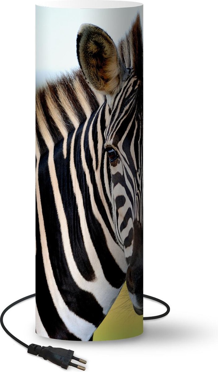 Lamp - Nachtlampje - Tafellamp slaapkamer - Close-up zebra - 50 cm hoog - Ø15.9 cm - Inclusief LED lamp