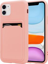 ShieldCase geschikt voor Apple iPhone 12 / 12 Pro siliconen hoesje met pasjeshouder - roze