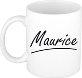 Maurice naam cadeau mok / beker met sierlijke letters - Cadeau collega/ vaderdag/ verjaardag of persoonlijke voornaam mok werknemers