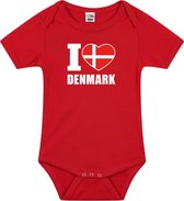 I love Denmark baby rompertje rood jongens en meisjes - Kraamcadeau - Babykleding - Denemarken landen romper 92 (18-24 maanden)