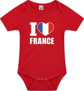 I love France baby rompertje rood jongens en meisjes - Kraamcadeau - Babykleding - Frankrijk landen romper 80 (9-12 maanden)
