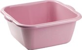 Set van 2x stuks kunststof teiltjes/afwasbakken vierkant 6 liter oud roze - Afmetingen 31 x 29 x 13 cm - Huishouden