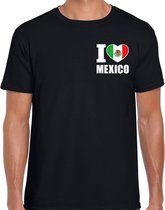 I love Mexico t-shirt zwart op borst voor heren - Mexico landen shirt - supporter kleding S