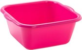 Set van 2x stuks kunststof teiltjes/afwasbakken vierkant 20 liter roze - Afmetingen 46 x 42.5 x 20 cm - Huishouden
