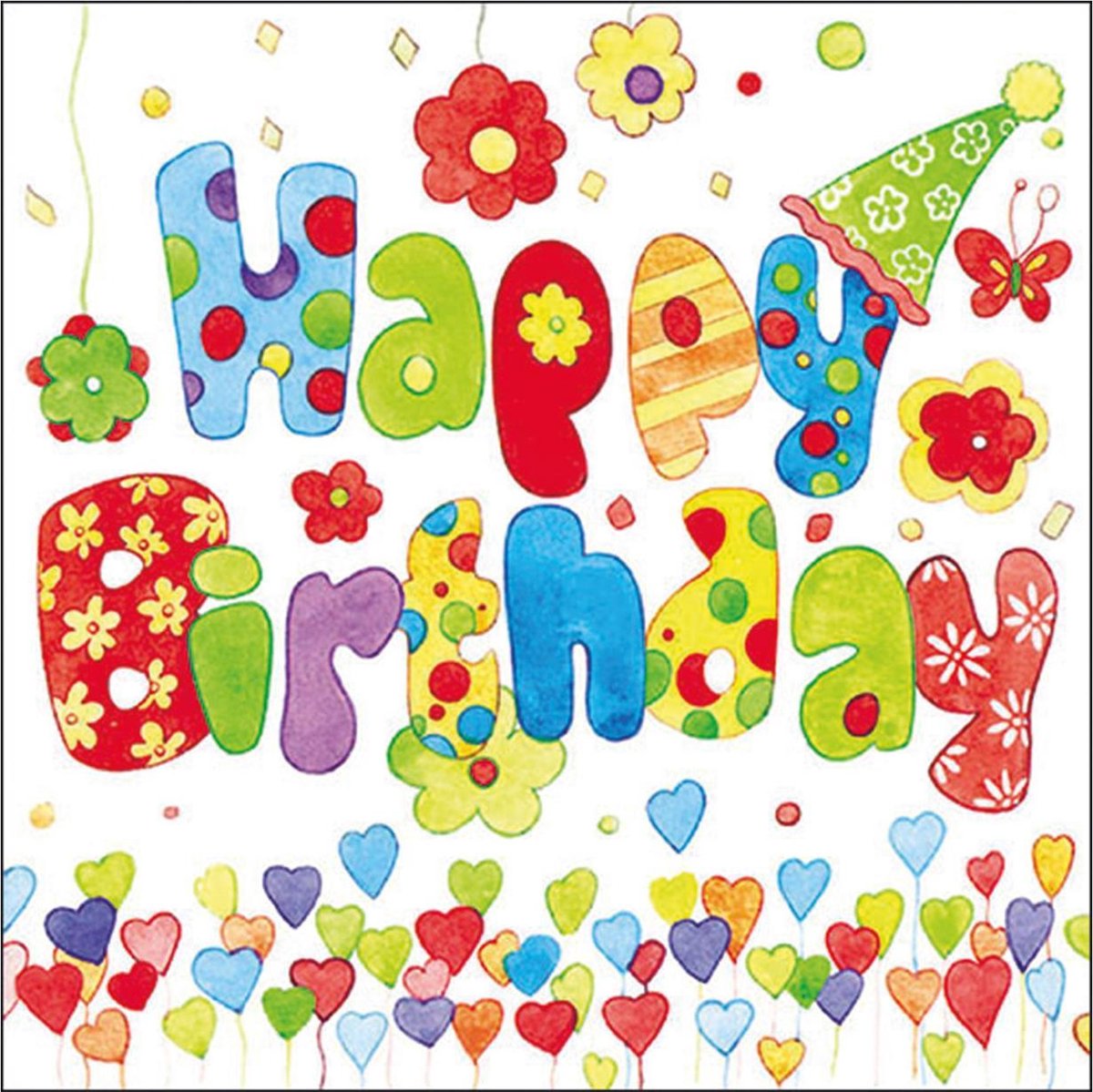 Ambiente - Happy birthday - Servetten - 33x33 cm - 3 laags - 20 stuks
