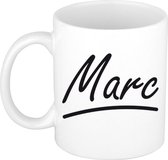 Marc naam cadeau mok / beker met sierlijke letters - Cadeau collega/ vaderdag/ verjaardag of persoonlijke voornaam mok werknemers