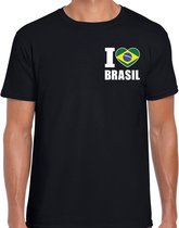 I love Brasil t-shirt zwart op borst voor heren - Brazilie landen shirt - supporter kleding L