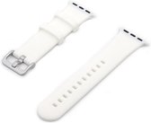 Compatible apple watch bandjes - By Qubix - Rubberen sportbandje met gesp - Wit - Geschikt voor Apple Watch 42mm / 44mm / 45mm - Apple watch series 3/4/5/6/7