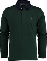 Gant - Rugger Poloshirt LS Donker Groen - M - Modern-fit