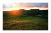 Walljar - Sunset Mountain - Muurdecoratie - Poster met lijst