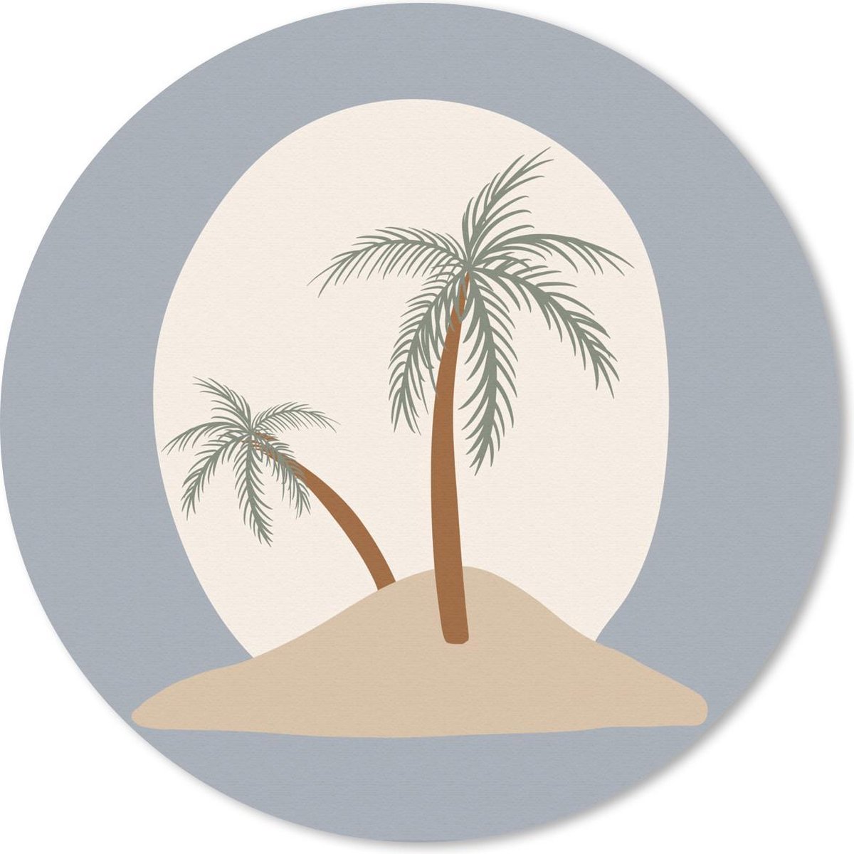 Muismat rond 50x50 cm - Mousepad Palmboom - Pastel - Zomer - Blauw - Ronde muismatten