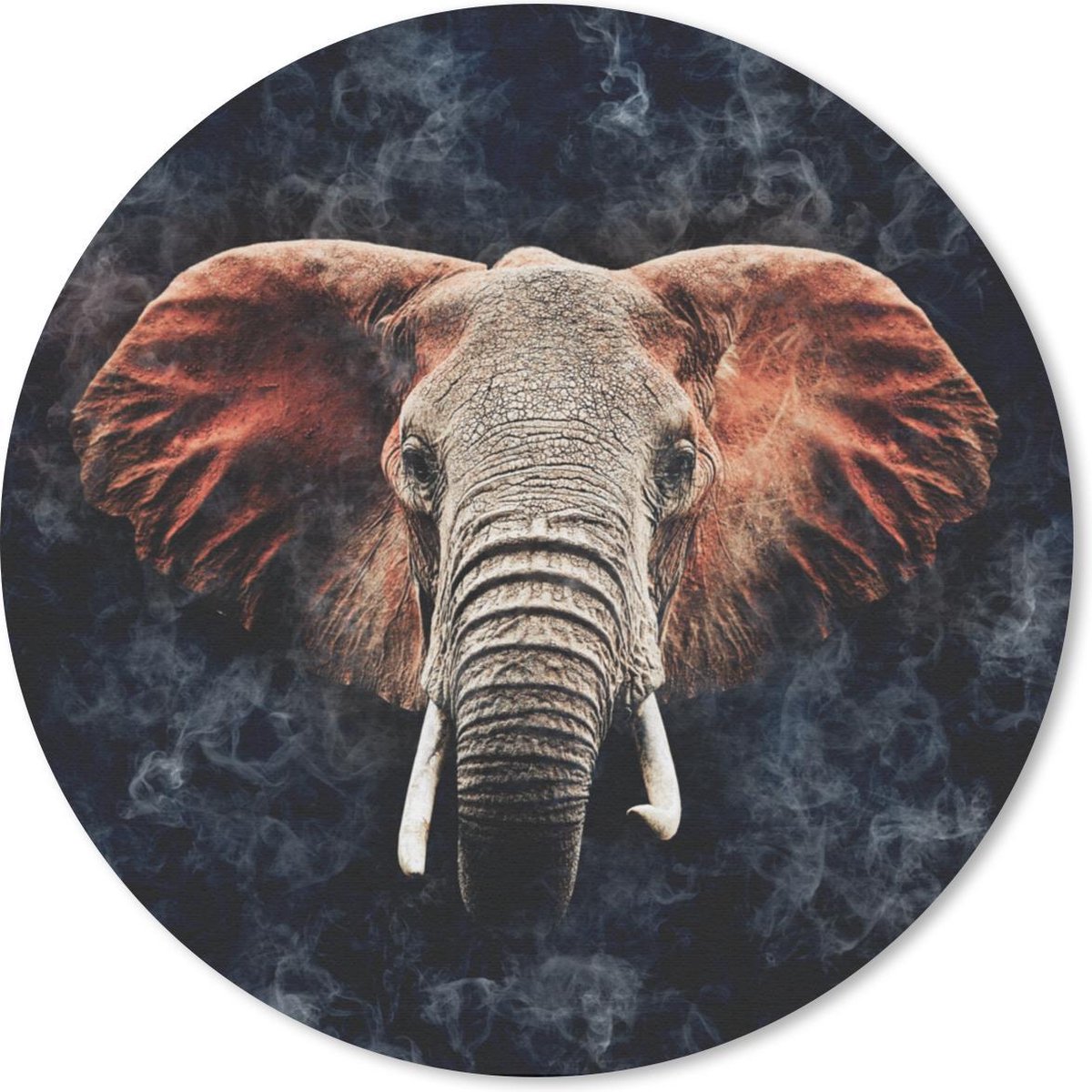 Muismat rond 50x50 cm - Mousepad Olifant - Rood - Dieren - Ronde muismatten