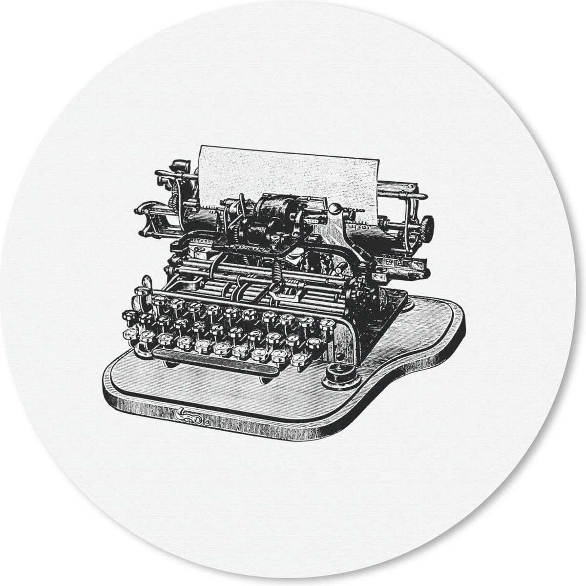 Muismat rond 40x40 cm - Mousepad Retro - Typemachine - Schrijven - Ronde muismatten