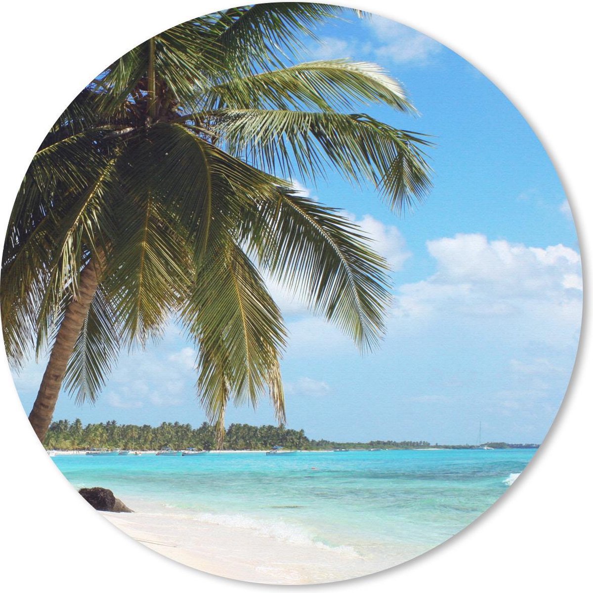 Muismat rond 50x50 cm - Mousepad Palmboom - Tropisch - Wolken - Ronde muismatten