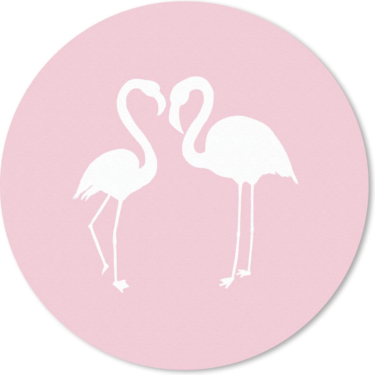 Muismat rond 40x40 cm - Mousepad Flamingo - Vogel - Wit - Tekening - Ronde muismatten