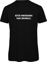 T-shirt Zwart S - Better winterhands than snowballs - wit - soBAD. | Foute apres ski outfit | kleding | verkleedkleren | wintersport t-shirt | wintersport dames en heren