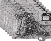 Set de table - Napperons en plastique - Plan de la ville - Brabant du Nord - Zwart Wit - 45x30 cm - 6 pièces - Résistant à la chaleur - Antidérapant - Pad - Amovible