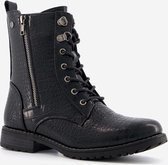 Blue Box dames croco veterboots - Zwart - Maat 40