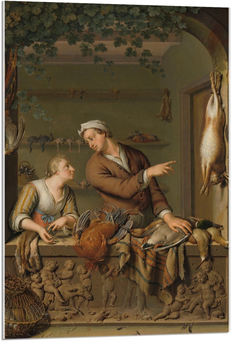 KuijsFotoprint Acrylglas - Oude meesters - De poelier, Willem van Mieris, 1733 - 60x90cm Foto op Acrylglas (Wanddecoratie op Acrylglas) Groen