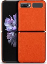Voor Samsung Galaxy Z Flip Lychee-textuur lederen opvouwbare beschermhoes (oranje)