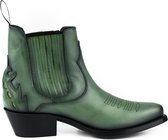 Mayura Boots Marilyn 2487 Groen/ Dames Cowboy Western Fashion Enklelaars Spitse Neus Schuine Hak Elastiek Sluiting Echt Leer Maat EU 40