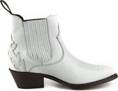 Mayura Boots 2487 Wit/ Dames Cowboy Western Fashion Enklelaars Spitse Neus Schuine Hak Elastiek Sluiting Echt Leer Maat EU 36