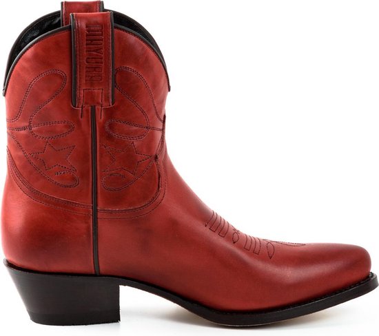 Mayura Boots 2374 Rood/ Dames Cowboy fashion Enkellaars Spitse Neus Western Hak Echt Leer Maat EU 38