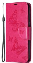 Xiaomi Redmi Note 9 Hoesje - Mobigear - Butterfly Serie - Kunstlederen Bookcase - Magenta - Hoesje Geschikt Voor Xiaomi Redmi Note 9