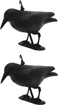 Halloween 10x Zwarte decoratie raven/kraaien 35 cm - Halloween/horror decoratie - Vogels afschrikken - Raaf/kraai zwart