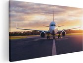 Artaza Canvas Schilderij Vliegtuig Op De Landingsbaan  - 60x30 - Foto Op Canvas - Canvas Print