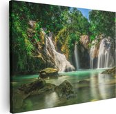 Artaza Canvas Schilderij Tropische Waterval  - 80x60 - Foto Op Canvas - Canvas Print