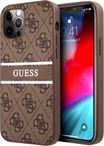 Guess Logo Stripe Backcase iPhone 12 Pro en 12 Bruin