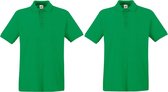 2-Pack maat 2XL groen polo shirt premium van katoen voor heren - Polo t-shirts voor heren