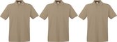 3-Pack maat 2XL khaki polo shirt premium van katoen voor heren - Polo t-shirts voor heren