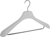 De Kledinghanger Gigant - 10 x Mantel / kostuumhanger kunststof frosted met schouderverbreding en anti-slip broeklat, 45 cm