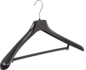 De Kledinghanger Gigant - 20 x Mantel / kostuumhanger kunststof zwart met schouderverbreding en broeklat, 50 cm